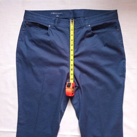 Brooks Brothers Women's Hi Rise Blue Ankle Crop Pants Straight Leg Plus Size 16 - Picture 5 of 10